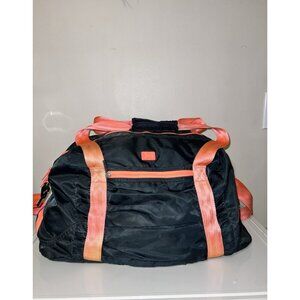 UNDER ARMOUR Black Neon Orange Trim Strap Large Duffle Gym Dance Weekender Bag